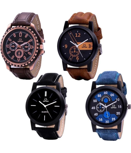 Septem Multicolor Leather Analog Mens Watch