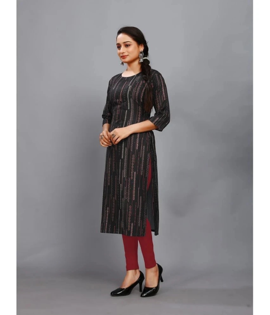 RIAANA Rayon Printed Straight Womens Kurti - Black ( Pack of 1 ) - None