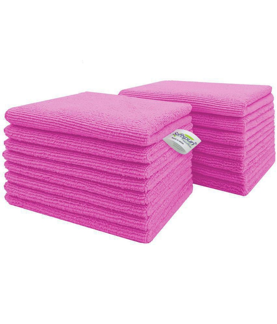 SOFTSPUN Microfiber Cloth 15pcs - Small - 20x30cms - 340 GSM  pink . Thick Lint & Streak-Free Multipurpose Cloths - Automotive Microfibre Towels for Kitchen Cleaning Polishing Washing & Deta