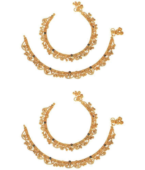 AanyaCentric - Gold Anklets ( Pack of 2 ) - Gold