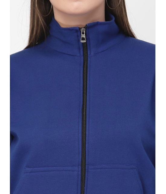 Uzarus Cotton Blue Zippered Sweatshirt - None