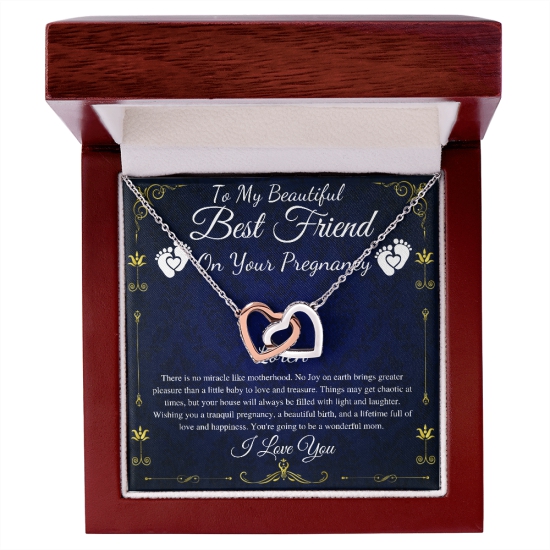 Best Friend Pregnancy Gift For Best Friend Baby Shower Gift For Mom To Be Gift For Expecting Mom Gift Pregnant Friend, Link Hearts #0219 loren-Two Toned Box