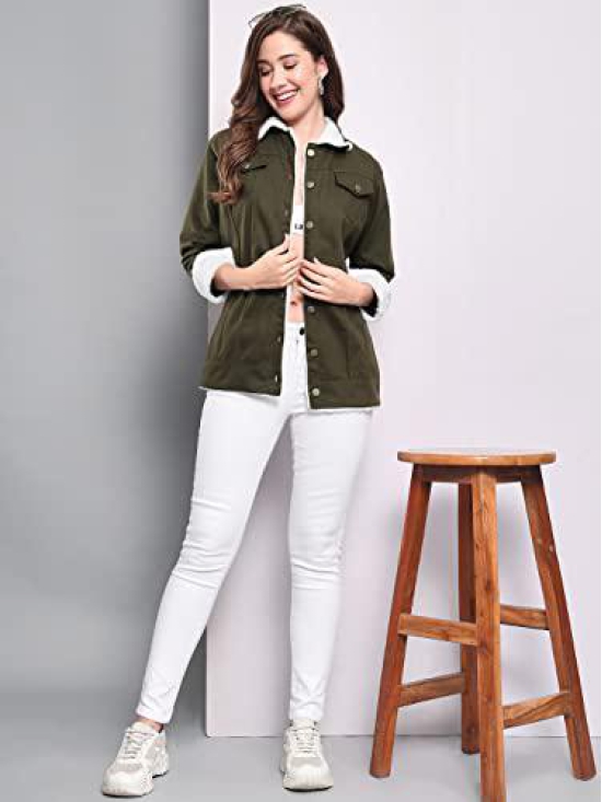 FUNDAY FASHION Women Cotton Blend Full Sleeve Solid Long Knee Length Jacket