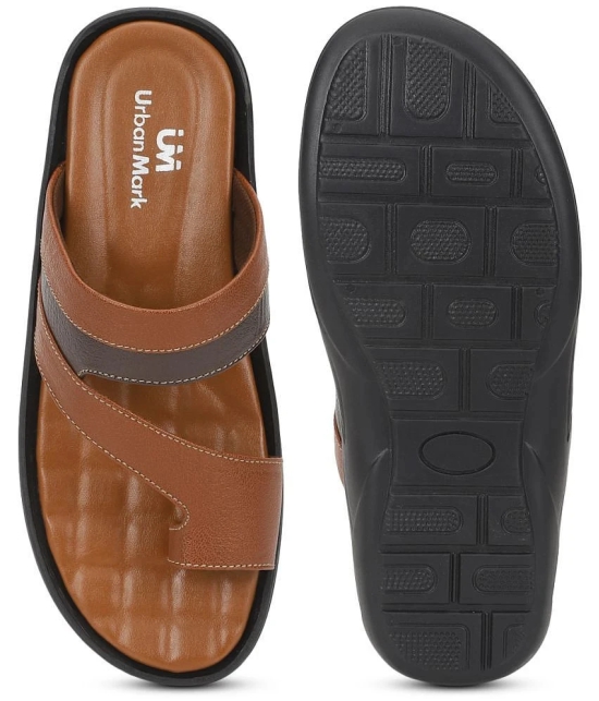 UrbanMark Men Comfortable Faux Leather Thong Sandals - None