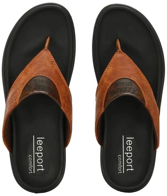 Leeport - Tan Mens Thong Flip Flop - None