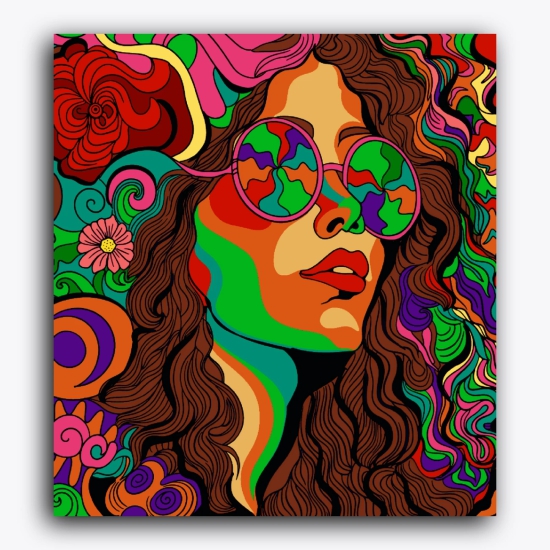 Modern - Colourful Lady-Without Frame / 22x24 inch / 24 Palette