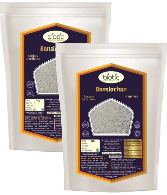 Biotic Banslochan Tabasheer Original (Bambusa Arundinaces) Tabashir 200 gm