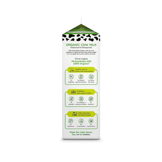 Organic Cow Milk Pasteurized and Homogenized 1 Ltr