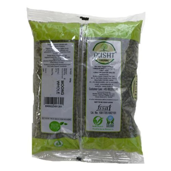 Pusht Organic Moong Whole, 500 Gm