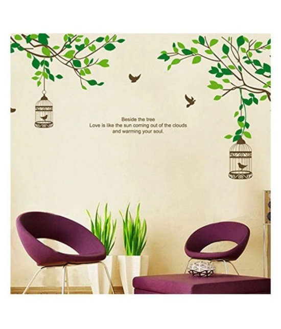 Print Mantras Tree Branches Birds Cage Wallstickers Nature Sticker ( 125 x 155 cms )