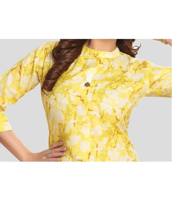 Meher Impex Cotton Printed Straight Womens Kurti - Yellow ( Pack of 1 ) - None