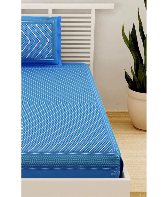 Uniqchoice - Blue Cotton Single Bedsheet with 1 Pillow Cover - Blue