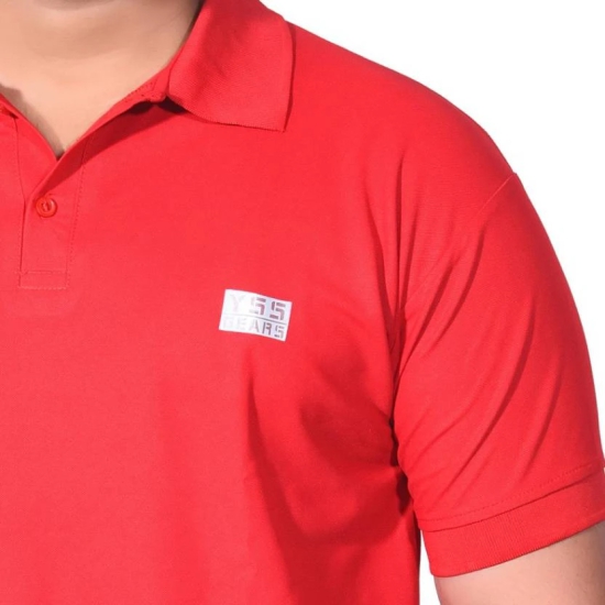 Men Solid Polo Neck Cotton Blend Red T-Shirt