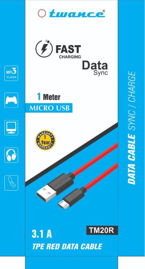 1 Meter TPE Red twance USB to Micro USB fast charging and data transfer cable