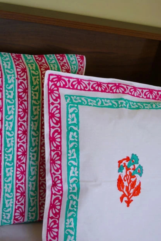 Phool Hand Block Printed Cotton Bedsheet