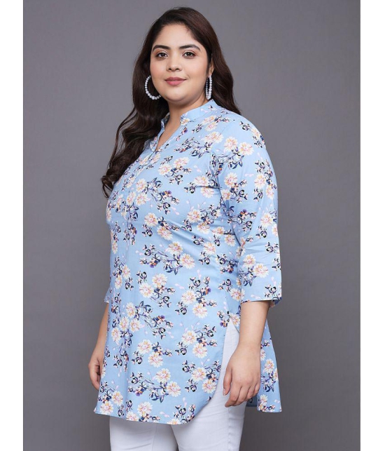 Tissu Cotton Printed Straight Women's Kurti - Blue ( Pack of 1 ) - None