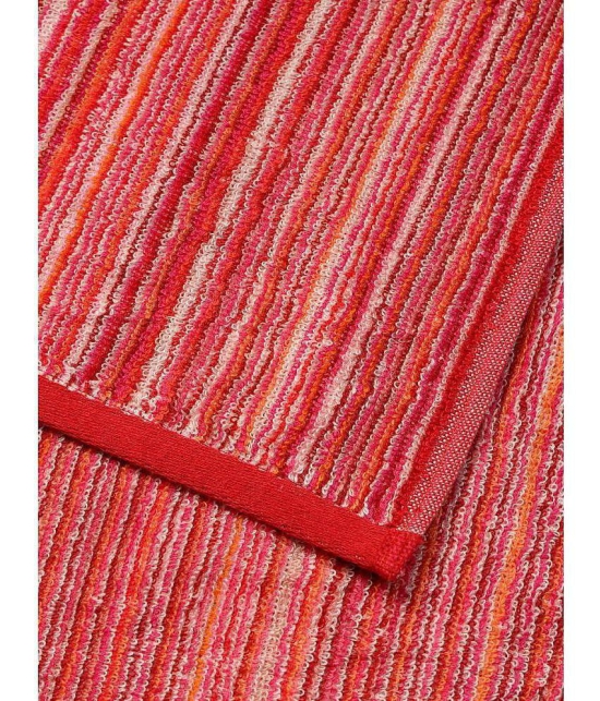 URBAN MAGIC - Cotton Red Striped Bath Towel ( 70x140 ) cm 475 -GSM ( Pack of 1 ) - Red