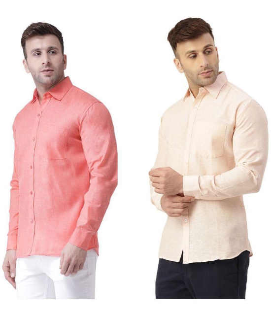 KLOSET By RIAG 100% Cotton Regular Fit Self Design Full Sleeves Men's Casual Shirt - Peach ( Pack of 2 ) - None