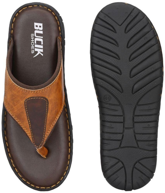 Bucik - Tan Mens Leather Slipper - None