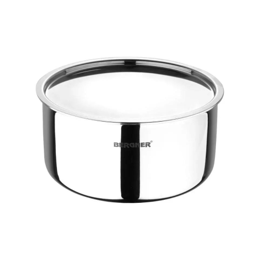 Bergner Argent Tri-Ply Stainless Steel Tope / Patila with Stainless Steel Lid | Gas & Induction Compatible | Silver 20 cm