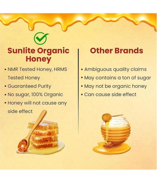 Sunlite Organic 100% Pure Organic Wildflower Honey Raw Unprocessed 1000 g