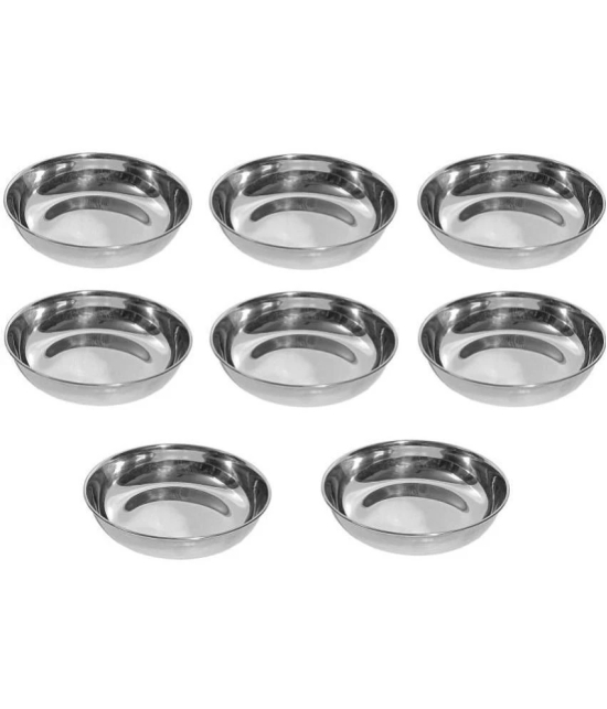 A & H ENTERPRISES - Sweet Dish Bowl / Halwa Plate Stainless Steel Dessert Bowl 100 mL ( Set of 8 ) - Steel