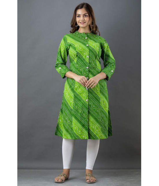 Lee Moda - Green Cotton Women's Front Slit Kurti ( Pack of 1 ) - None