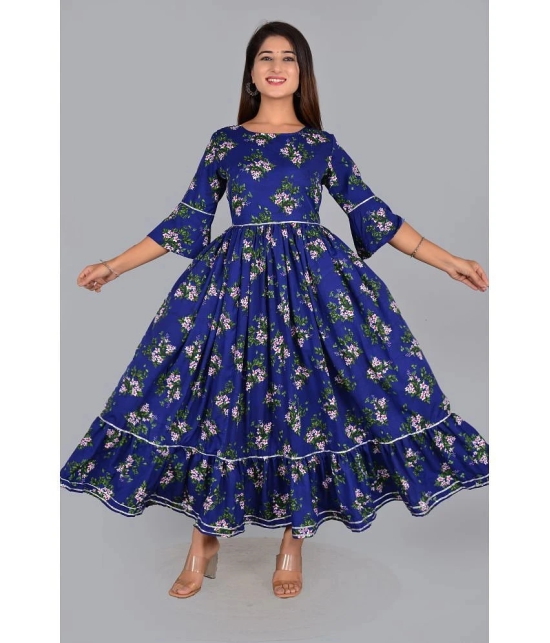 SIPET Rayon Printed Anarkali Womens Kurti - Blue ( Pack of 1 ) - None