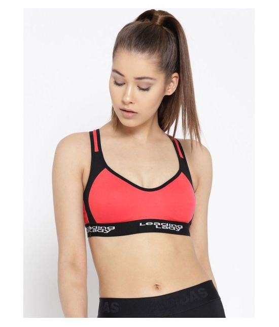 Leading Lady Coral Cotton Lycra Color Blocking Sports Bra - 36