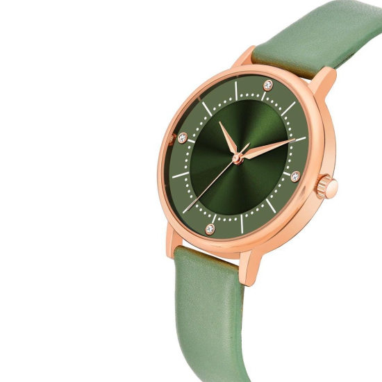 Loretta MT-513 Green Leather Belt Slim Dial Women & Girls Watch