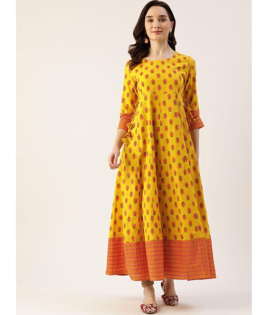 Kbz - Yellow Cotton Women's Anarkali Kurti ( Pack of 1 ) - None