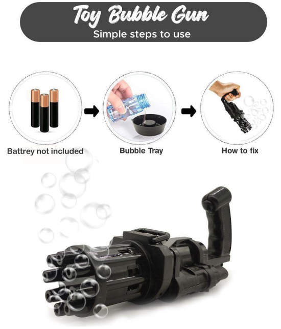 NHR 8-Hole Electric Bubbles Gun with 20 ML Liquid for Toddlers, New Gatling Bubble Machine Outdoor Toys for Boys and Girls (3+ Years,)