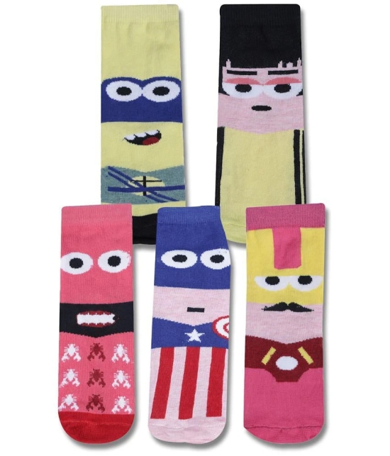 Dollar Multicolor Cotton Blend Boys Ankle Length Socks ( Pack of 5 ) - 5-6 years