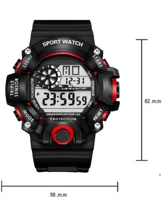 Rhonium Black PU Digital Mens Watch