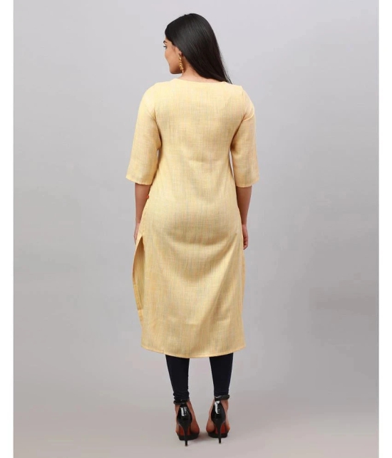 Alena Cotton Embroidered Straight Womens Kurti - Mustard ( Pack of 1 ) - None