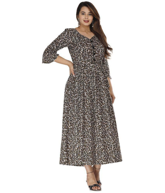 HIGHLIGHT FASHION EXPORT Cotton Brown A- line Dress - Single - M