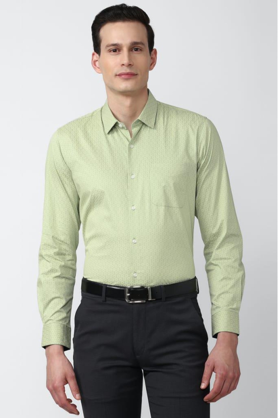 Men Green Slim Fit Formal Full Sleeves Formal Shirt