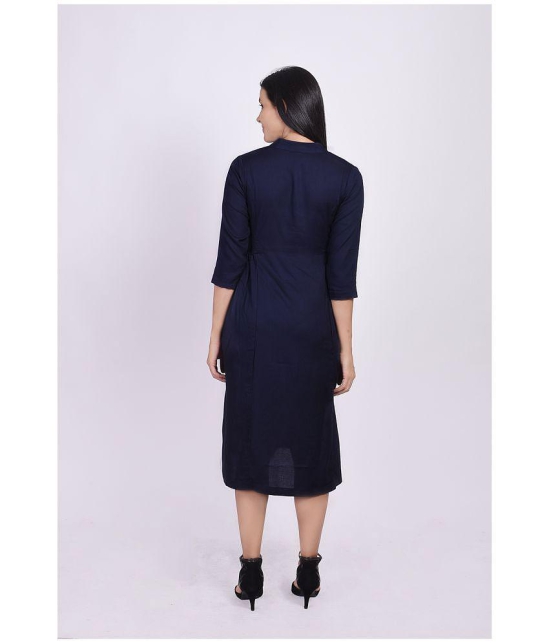 FabbibaPrints - Navy Rayon Women's A-line Kurti ( Pack of 1 ) - None