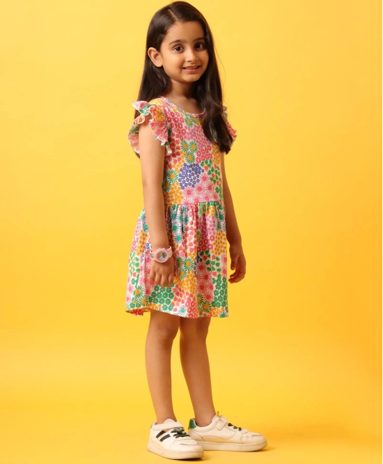 FLOWERS PRINT FRILL DRESS-PINK-10-12 YEARS / 1N / PINK