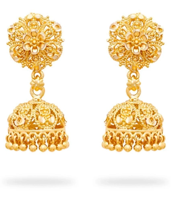 LUV FASHION Golden Jhumki Earrings ( Pack of 1 ) - Golden