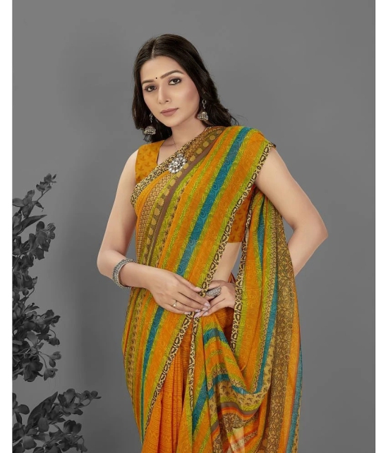 ANAND SAREES - Yellow Georgette Saree With Blouse Piece ( Pack of 1 ) - Yellow