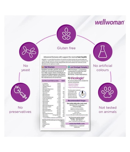 WELLWOMAN Hairfollic hair supplement 30 no.s Multivitamins Tablets