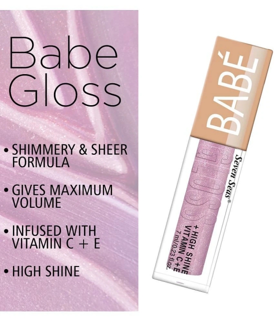 Seven Seas Babe Glittery Lip Gloss With High Shine Lip Color For Glossy Look (Pink)