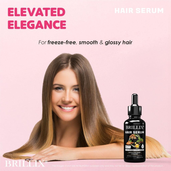 BRILLIX HAIR SERUM - Made with natural Actives for Freeze Free, Smooth & Glossy Hair - 30 ml