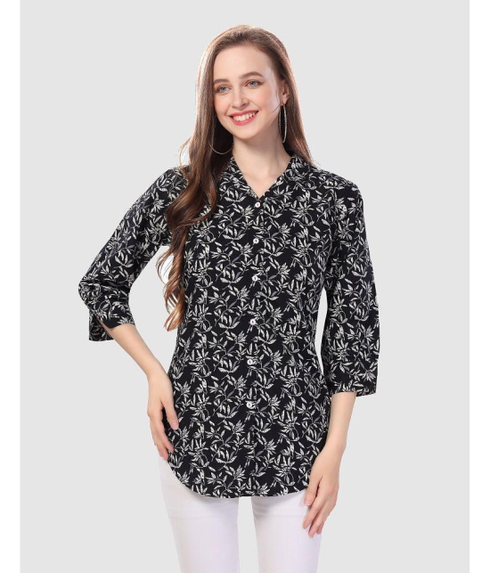 Meher Impex Crepe Printed Shirt Style Women's Kurti - Black ( Pack of 1 ) - None