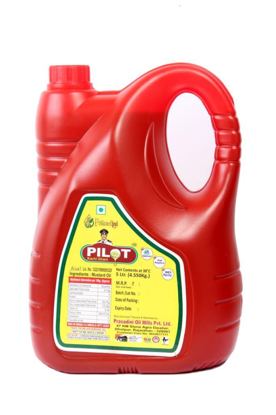 Pilot Cold Pressed Kachhi Ghani Mustard Oil, 5Litre