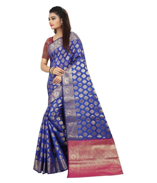 Gazal Fashions Blue Banarasi Silk Saree