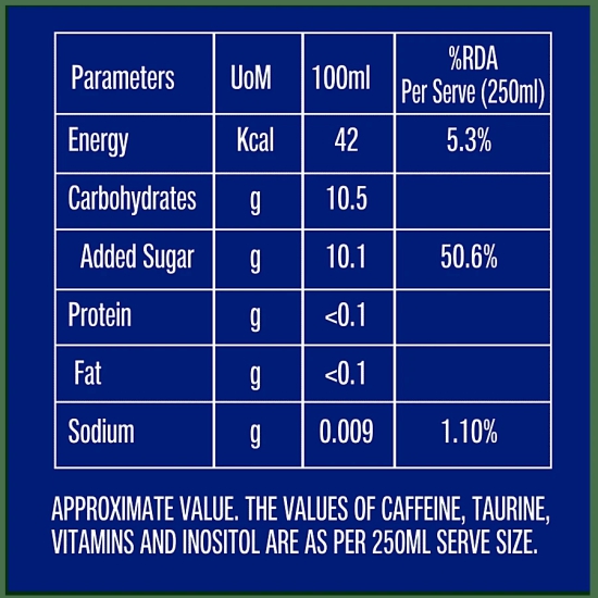 Hurricane Energy Drink - Caffeinated Beverage, Rich In Vitamin B, Berry Blast, 250 Ml