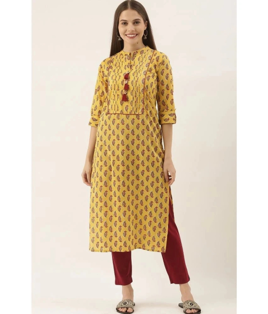 Rajnandini - Yellow 100% Cotton Womens Straight Kurti ( Pack of 1 ) - None