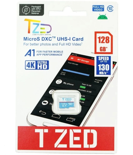 T ZED - 128GB SD Card 180Mbs - Blue